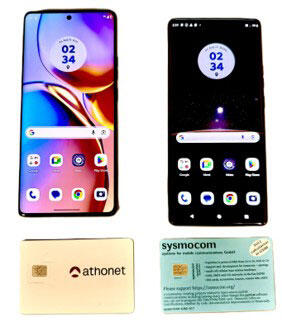 Two smartphones and a Legitimate SIM & Cloned Programmed SIM.