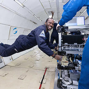 Dr. Eugene Hoffman floating in partial gravity 