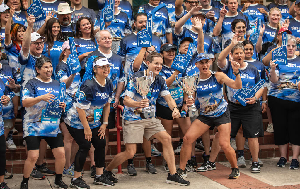 Group photo of all SwRI staff participating in 2026 Corporate Cup