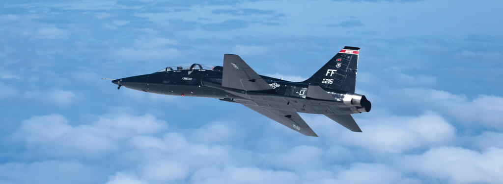 U.S. Air Force T-38 Talon flies over the Atlantic Ocean