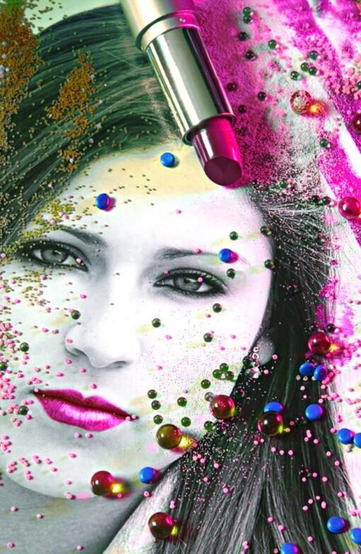AI generated human face covered in different colors of makeup