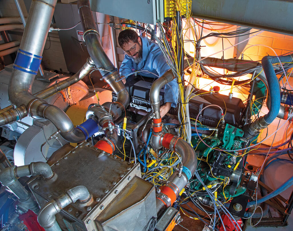 SwRI staff testing engine