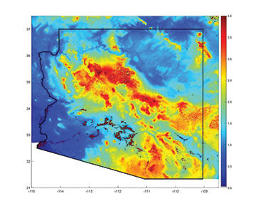 graph illustrating the amount of water desalination techniques could produce from an artificial saltwater lake to develop drinking water for arid regions of the country.