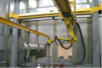 Gantry-based, off-airframe depaint robotics