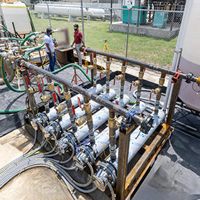 Close up photo of the medium-scale heat exchanger testing facility