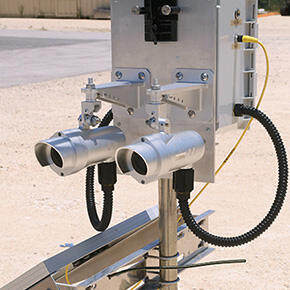 A “two-gun” laser system detects methane concentration of long distances. This sensor technology detects changes along the entire path as opposed to a stationary “point” sensor.