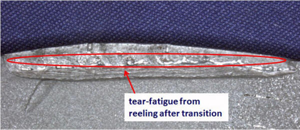 the transition of a natural embedded weld flaw to a surface flaw