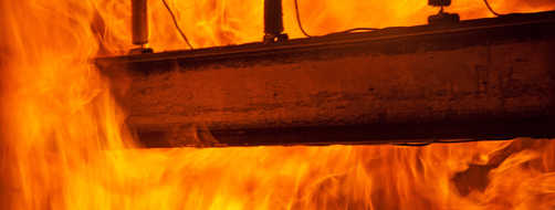 steel beam in fire and heat test