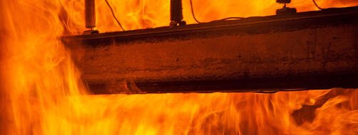 steel beam in fire and heat test