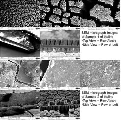 Electron micrograph images of two tholin samples 
