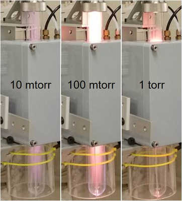 plasma produced at the three pressures investigated for this project