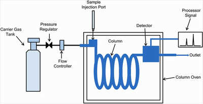 Schematic and integral parts of a gas chromatography system