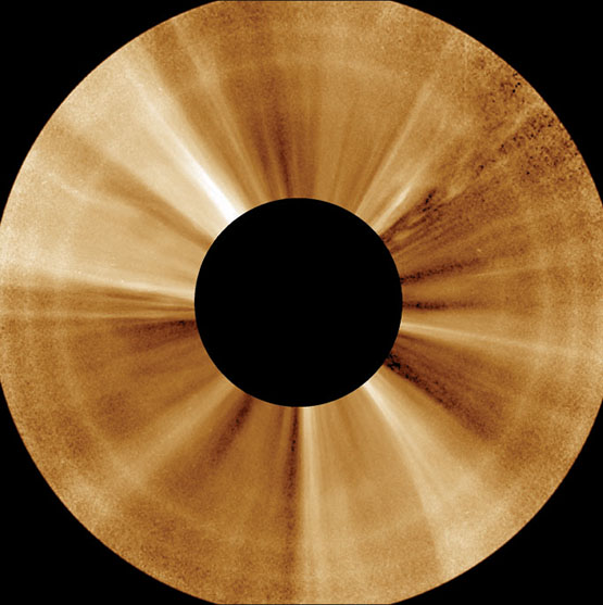 circular image of solar corona with less detail present