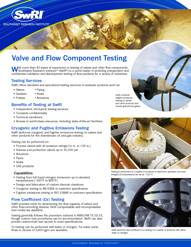 Go to Valve and Flow Component Testing flyer